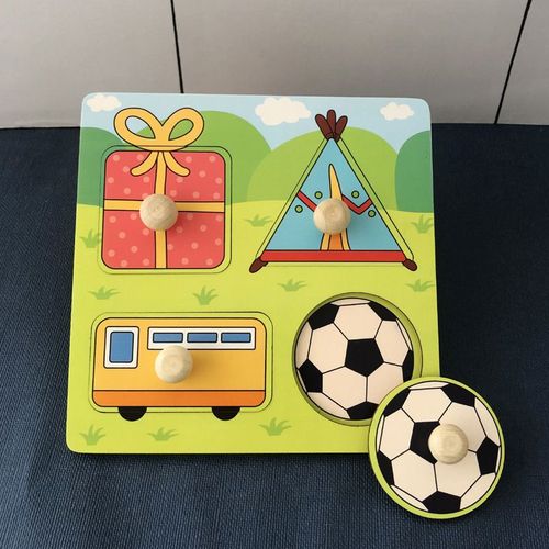 Football-HH046 - Jeu de Puzzle Montessori pour enfants, Jouets animaux, Camion à fruits, Carte graphique, Jeux assortis, Pour garçons et filles de 1, 2 et 3 ans