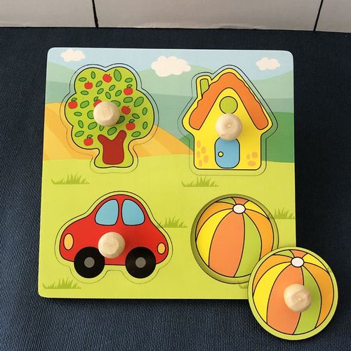 Maison-HH050 - Jeu de Puzzle Montessori pour enfants, Jouets animaux, Camion à fruits, Carte graphique, Jeux assortis, Pour garçons et filles de 1, 2 et 3 ans