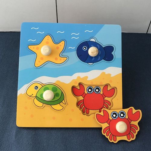 Crabe-HH047 - Jeu de Puzzle Montessori pour enfants, Jouets animaux, Camion à fruits, Carte graphique, Jeux assortis, Pour garçons et filles de 1, 2 et 3 ans
