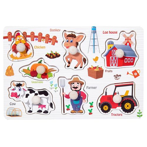 Ferme-400702 - Jeu De Puzzle Montessori Pour Enfants, Jouets Animaux, Camion À Fruits, Carte Graphique, Jeux Assortis, Pour Garçons Et Filles De 1, 2 Et 3 Ans