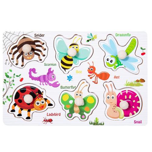 08-Insecte - Jeu Éducatif Montessori En Bois Pour Enfants De 1, 2 Ou 3 Ans, Nouvelle Collection