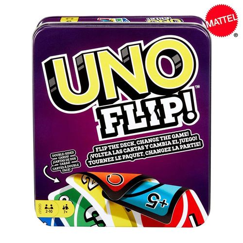 Uno Flip (Boîte En Métal) - Jeux Uno: Flip! Jeu De Cartes Multijoueurs, Boîte En Fer Blanc, Pour La Famille, Amusant, Poker, Jouets Pour Enfants