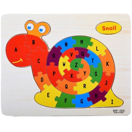9-Escargot - Jouet D'intelligence En Bois Pour Bébés, Puzzle De Cognition Avec Lettres Anglaises, Construction D'animaux En Bois, Jouets Pour Tout-Petits