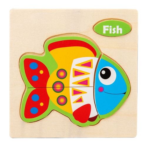 Poisson - Jouets D'intelligence 3d En Bois Pour Bébés, Puzzle Animal De Dessin Animé, Jouets Éducatifs D'apprentissage Précoce Pour Enfants