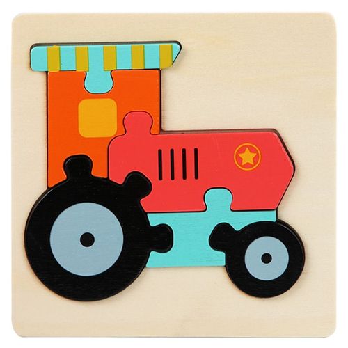 Tracteur - Jouets Montessori Pour Bébés, Puzzle 3d, Animaux De Dessin Animé, Véhicule, Cognitif, En Bois, Cadeau Pour Enfants