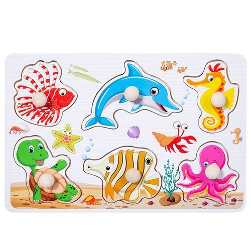 Animaux De L'océan - Jouets Montessori Puzzle En Bois, Véhicule De Dessin Animé, Animaux Numériques, Puzzle, Jeu De Société, Jouet Éducatif Pour Enfants, Nouvelle Collection
