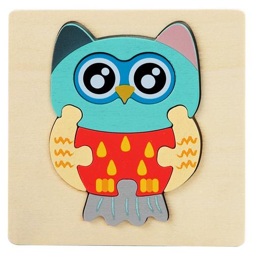 Hibou - Jouets Montessori Pour Bébés, Puzzle 3d, Animaux De Dessin Animé, Véhicule, Cognitif, En Bois, Cadeau Pour Enfants