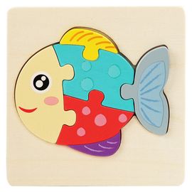 Poisson - Jouets Montessori Pour Bébés, Puzzle 3d, Animaux De Dessin Animé, Véhicule, Cognitif, En Bois, Cadeau Pour Enfants