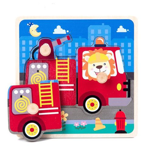 Camion De Pompier - Jouets Montessori Puzzle En Bois, Véhicule De Dessin Animé, Animaux Numériques, Puzzle, Jeu De Société, Jouet Éducatif Pour Enfants, Nouvelle Collection