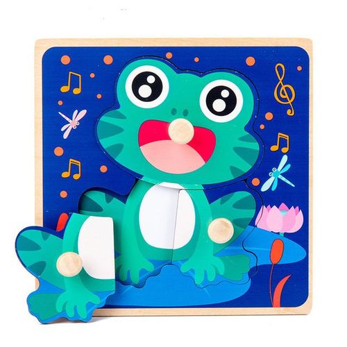 Grenouille - Jouets Montessori Puzzle En Bois, Véhicule De Dessin Animé, Animaux Numériques, Puzzle, Jeu De Société, Jouet Éducatif Pour Enfants, Nouvelle Collection