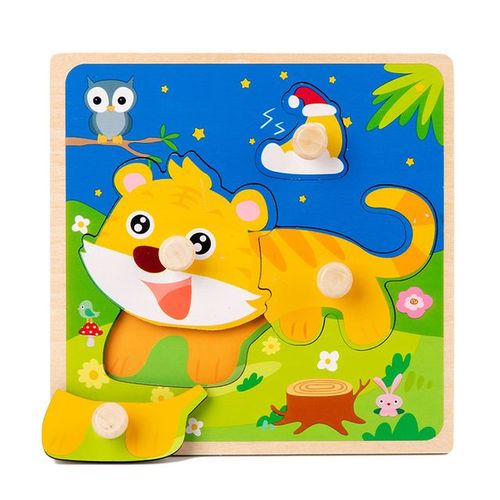 Tigre - Jouets Montessori Puzzle En Bois, Véhicule De Dessin Animé, Animaux Numériques, Puzzle, Jeu De Société, Jouet Éducatif Pour Enfants, Nouvelle Collection