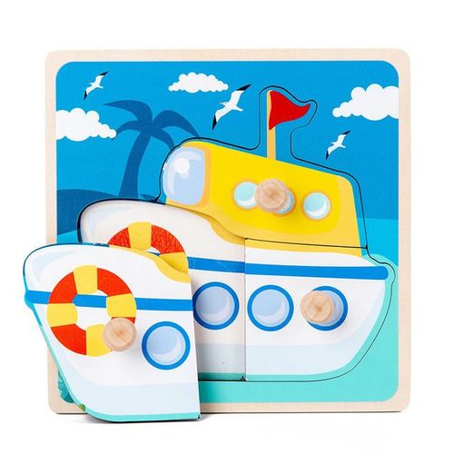 Bateau - Jouets Montessori Puzzle En Bois, Véhicule De Dessin Animé, Animaux Numériques, Puzzle, Jeu De Société, Jouet Éducatif Pour Enfants, Nouvelle Collection