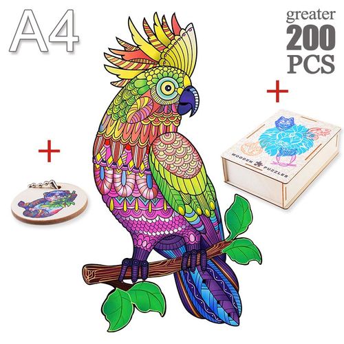 Ywu-02-A4 - Mystérieux Puzzles En Bois Chat Perroquet Unique Animaux Forme Puzzle En Bois Jouets Pour Enfants Adultes Bricolage Jeux Éducatifs Cadeaux
