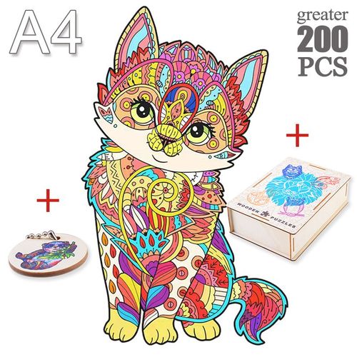 Mao-27-A4 - Mystérieux Puzzles En Bois Chat Perroquet Unique Animaux Forme Puzzle En Bois Jouets Pour Enfants Adultes Bricolage Jeux Éducatifs Cadeaux