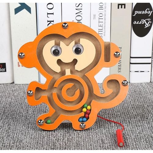 Singe - Jouets Éducatifs Montessori En Bois Pour Enfants, Labyrinthe Magnétique Avec Animaux, Puzzle De Dinosaures, Perles De Marche, Labyrinthe