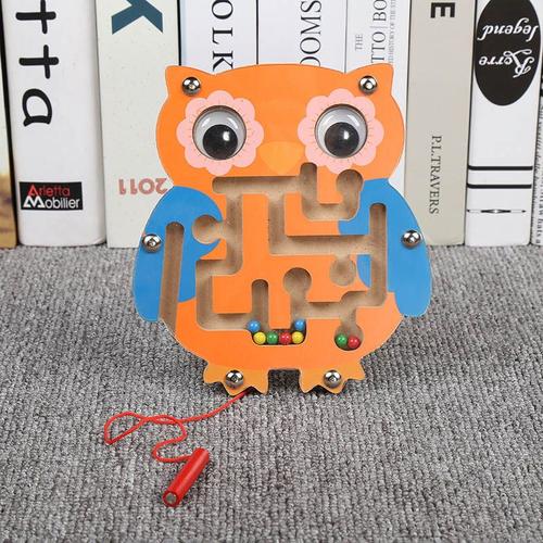 Hibou - Jouets Éducatifs Montessori En Bois Pour Enfants, Labyrinthe Magnétique Avec Animaux, Puzzle De Dinosaures, Perles De Marche, Labyrinthe