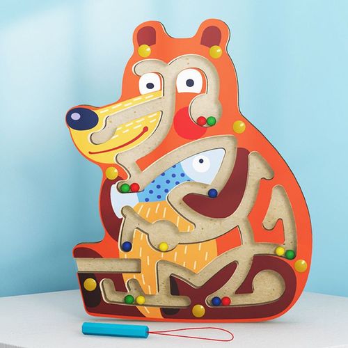 Ours - Jouets Éducatifs Montessori Pour Bébé, Piste Magnétique, Labyrinthe, Planche D'équilibre, Puzzle En Bois, Jeu Labyrinthe, Jouets Pour Bébé De 0 À 12 Mois