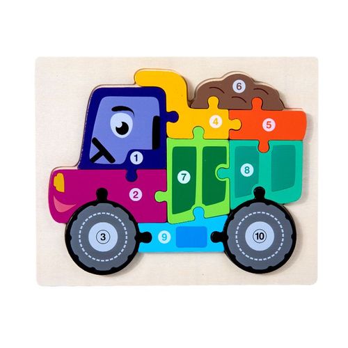 Camion - Jeux de puzzle'apprentissage Montessori pour enfants, Grand puzzle, Forme de numéro, Jouets mathématiques assortis, Animaux Leone, Nition