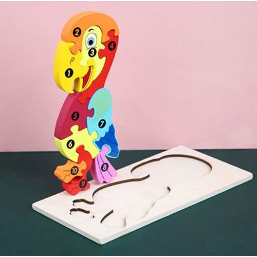 Perroquet - Jeux de puzzle'apprentissage Montessori pour enfants, Grand puzzle, Forme de numéro, Jouets mathématiques assortis, Animaux Leone, Nition