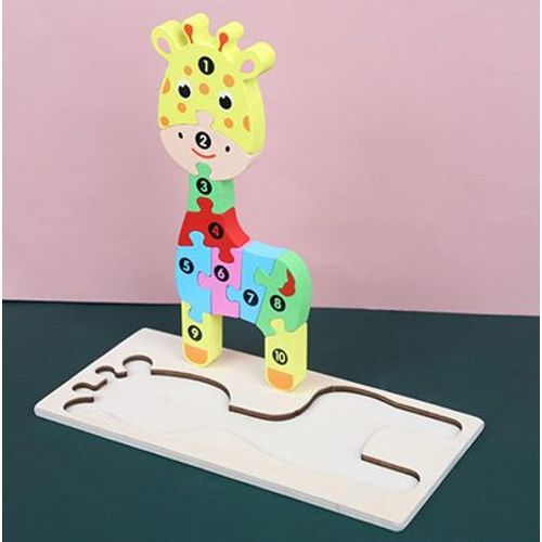 La girafe - Jeux de puzzle'apprentissage Montessori pour enfants, Grand puzzle, Forme de numéro, Jouets mathématiques assortis, Animaux Leone, Nition