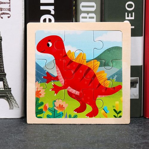 Stégosaure - Jouet en bois 3D Montessori pour enfants, Matériaux éducatifs, Dessin animé, Dinosaure, Puzzles de transport, Jouets'apprentissage, 9 pièces