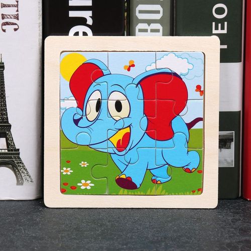 Éléphant - Jouet en bois 3D Montessori pour enfants, Matériaux éducatifs, Dessin animé, Dinosaure, Puzzles de transport, Jouets'apprentissage, 9 pièces