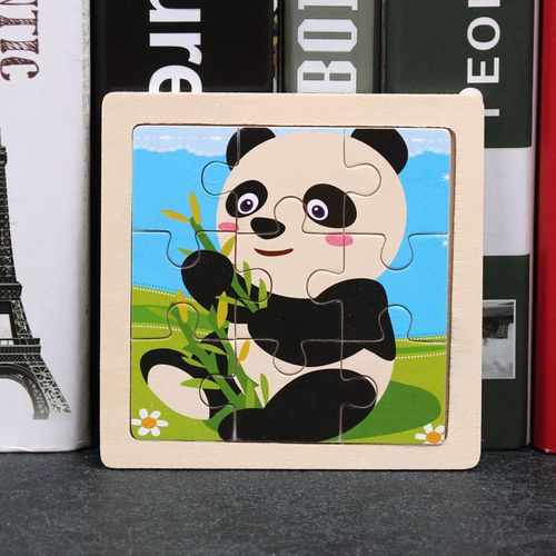 Panda - Jouet en bois 3D Montessori pour enfants, Matériaux éducatifs, Dessin animé, Dinosaure, Puzzles de transport, Jouets'apprentissage, 9 pièces