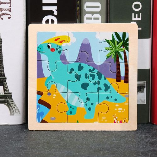 Spinosaure - Jouet en bois 3D Montessori pour enfants, Matériaux éducatifs, Dessin animé, Dinosaure, Puzzles de transport, Jouets'apprentissage, 9 pièces