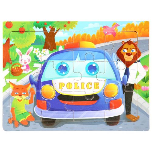 Police Aux 5 Lions - Puzzle 3d En Bois 15x11cm, Animaux De Dessin Animé, Puzzle Cognitif Pour Enfants, Jouets Éducatifs Pour Bébés