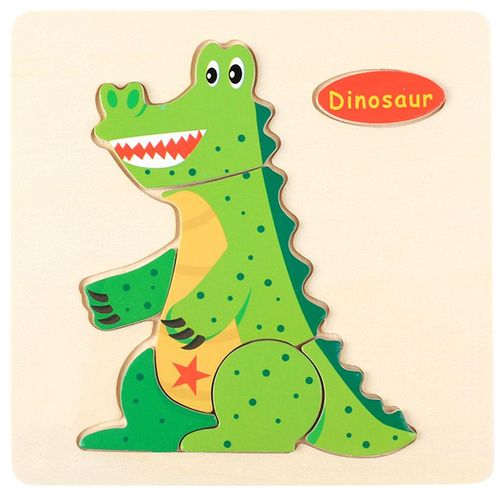 13-dinosaure - Puzzle 3D en bois Montessori pour enfants, Jouets de dessin animé, Animal, Véhicule, Intelligence, Enfants, Bébé