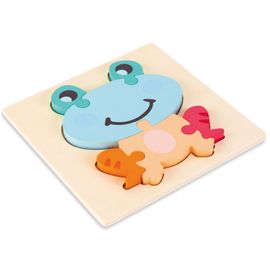 Grenouille - Puzzle 3d En Bois Pour Bébés, Jouets Éducatifs De Haute Qualité, Apprentissage Précoce De La Cognition, Développement De L'intelligence, Dessins Animés