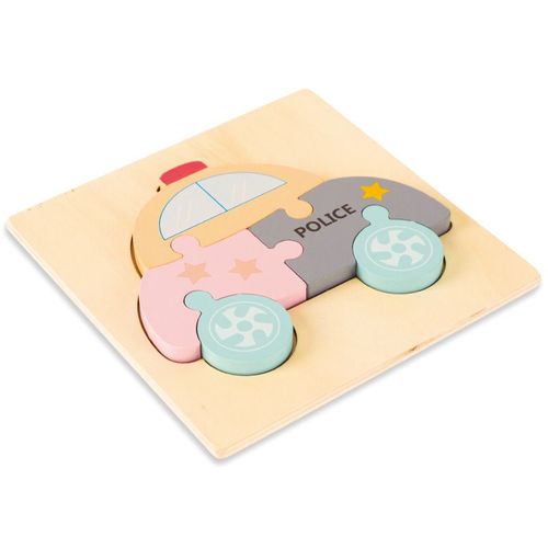 Voiture De Police - Puzzle 3d En Bois Pour Bébés, Jouets Éducatifs De Haute Qualité, Apprentissage Précoce De La Cognition, Développement De L'intelligence, Dessins Animés