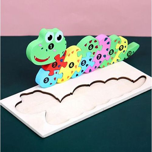 Serpent21cmX10cm - Puzzle 3d En Bois Pour Bébés, Jouets Éducatifs Montessori Pour Enfants En Bas Âge, Dinosaure, Animal