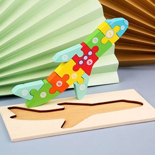 Avion21cmX10cm - Puzzle 3d En Bois Pour Bébés, Jouets Éducatifs Montessori Pour Enfants En Bas Âge, Dinosaure, Animal