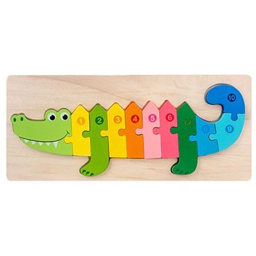 Crocodile30x13cm - Puzzle 3d En Bois Pour Bébés, Jouets Éducatifs Montessori Pour Enfants En Bas Âge, Dinosaure, Animal