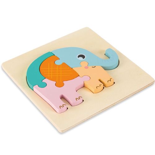 Éléphant - Puzzle 3d En Bois Pour Bébés, Jouets Éducatifs De Haute Qualité, Apprentissage Précoce De La Cognition, Développement De L'intelligence, Dessins Animés