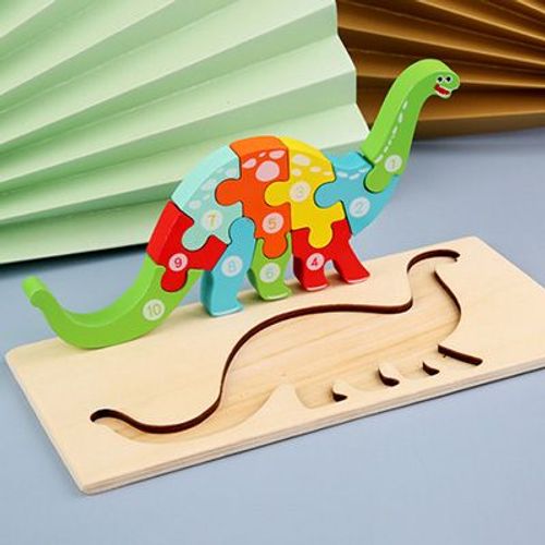 Dinosaure21cmX10cm - Puzzle 3d En Bois Pour Bébés, Jouets Éducatifs Montessori Pour Enfants En Bas Âge, Dinosaure, Animal
