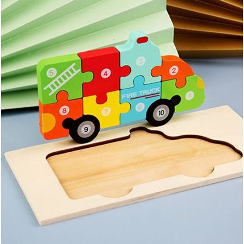 Pompier21cmX10cm - Puzzle 3d En Bois Pour Bébés, Jouets Éducatifs Montessori Pour Enfants En Bas Âge, Dinosaure, Animal
