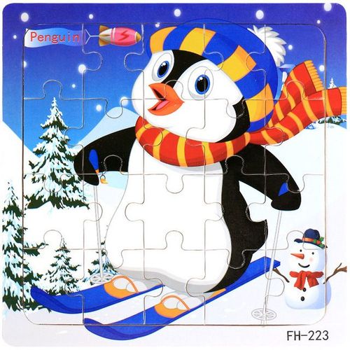 Manchot - Puzzle 3d Montessori Pour Enfants, 20 Pièces, Véhicule Animal De Dessin Animé, Jeu De Puzzle En Bois, Jouets Éducatifs'apprentissage Précoce, Nouvelle Collection