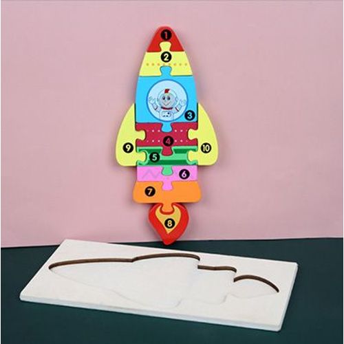 Fusées21cmX10cm - Puzzle 3d En Bois Pour Bébés, Jouets Éducatifs Montessori Pour Enfants En Bas Âge, Dinosaure, Animal