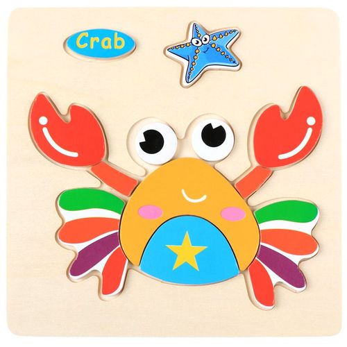 Puzzle 3d En Bois Pour Bébés, Jouets Éducatifs, Développement Du Cerveau, Dessin Animé, Intelligence Animale, Apprentissage Des Formes, Tangram, 1/3 Pièces