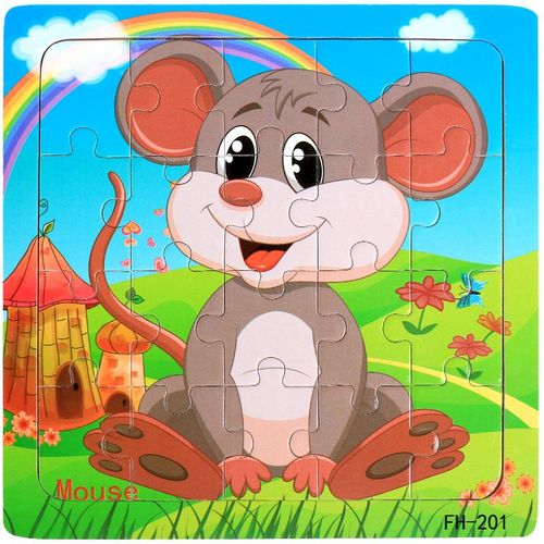 Souris - Puzzle 3d Montessori Pour Enfants, 20 Pièces, Véhicule Animal De Dessin Animé, Jeu De Puzzle En Bois, Jouets Éducatifs'apprentissage Précoce, Nouvelle Collection