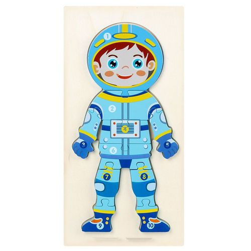Astronaute - Puzzle 3d En Bois Pour Bébés, Jouets Éducatifs Montessori Pour Enfants En Bas Âge, Dinosaure, Animal