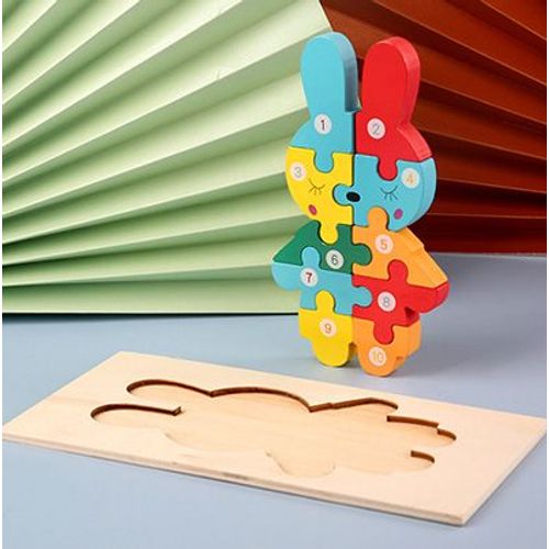 Lapin21cmX10cm - Puzzle 3d En Bois Pour Bébés, Jouets Éducatifs Montessori Pour Enfants En Bas Âge, Dinosaure, Animal