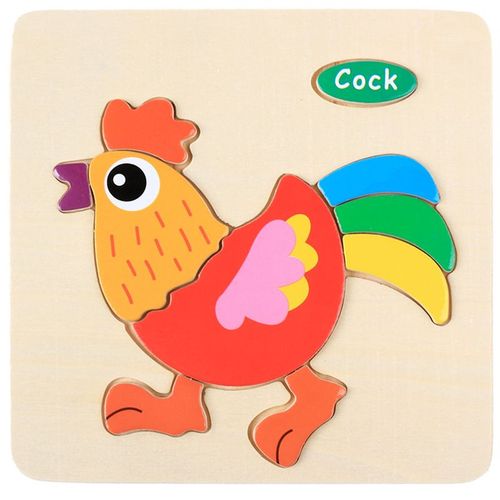 Puzzle 3d En Bois Pour Bébés, Jouets Éducatifs, Développement Du Cerveau, Dessin Animé, Intelligence Animale, Apprentissage Des Formes, Tangram, 1/3 Pièces