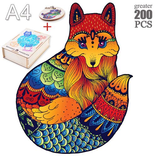 Huli-19-A4 - Puzzle Animal En Bois Pour Adultes Et Enfants, Jeux Interactifs De Décompression, Bricolage, Tortue, Chien, Renard, Cadeaux'anniversaire