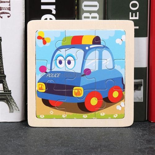 18 Voitures De Police - Puzzle 3d En Bois Pour Enfants, 9 Pièces, Jouets De Taille Mini, Dessin Animé, Circulation Animale, Tangram, Éducation