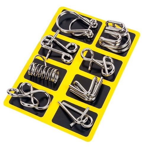 Paquet Jaune - Puzzle Anneau Chinois En Métal Pour Enfants Et Adultes, Casse Tête Iq Classique, Puzzle Magique Déconcertant, Jouets De Jeu, Artisanat, 8 Ensembles Par Paquet