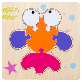 Poisson Rouge - Puzzle 3d En Bois Pour Bébé, Jouets En Forme De Dessin Animé, Intelligence Animale, Jouets Montessori Assortis, Cadeaux Pour Enfants