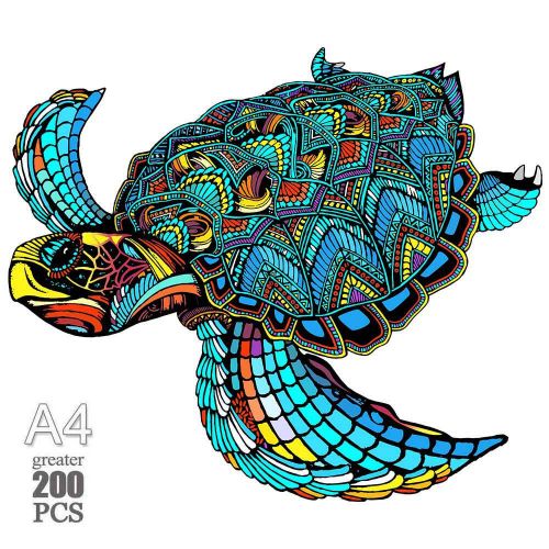 Gui-08-A4 - Puzzle Animal En Bois Pour Adultes Et Enfants, 300 Pièces, Tortue Mystérieuse, Cadeau De Vacances, Jeux Interactifs, Jouet En Bois